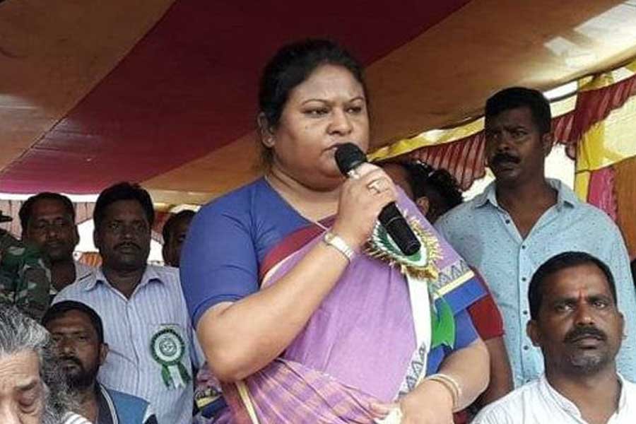 Sita Soren, a Jama MLA for Jharkhand Mukti Morcha, steps down.